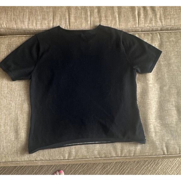 KASPER‎ Knits Women's Size L Brown Black Striped Short Sleeve Pullover Top - Picture 4 of 5